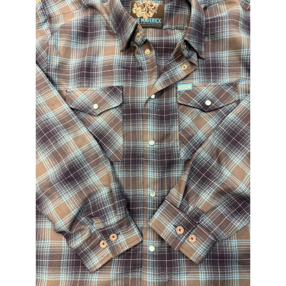 Dixxon Flannel Men's The Maverick Long Sleeve Blue Gray Flannel Shirt Large Tall - Picture 4 of 4